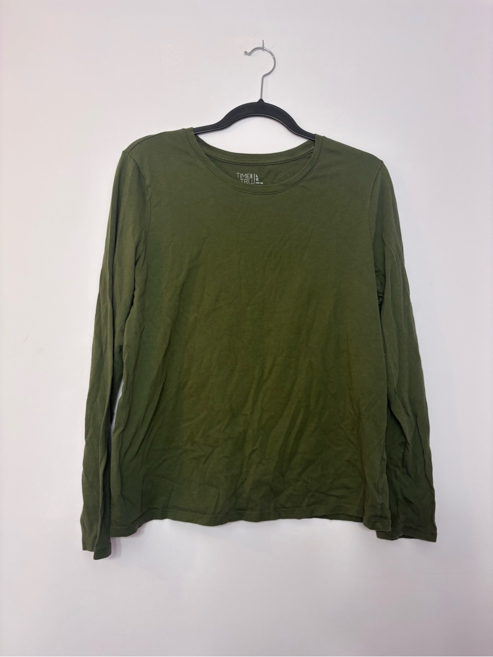 Women’s Olive Green Long-Sleeve Crew Neck Shirt